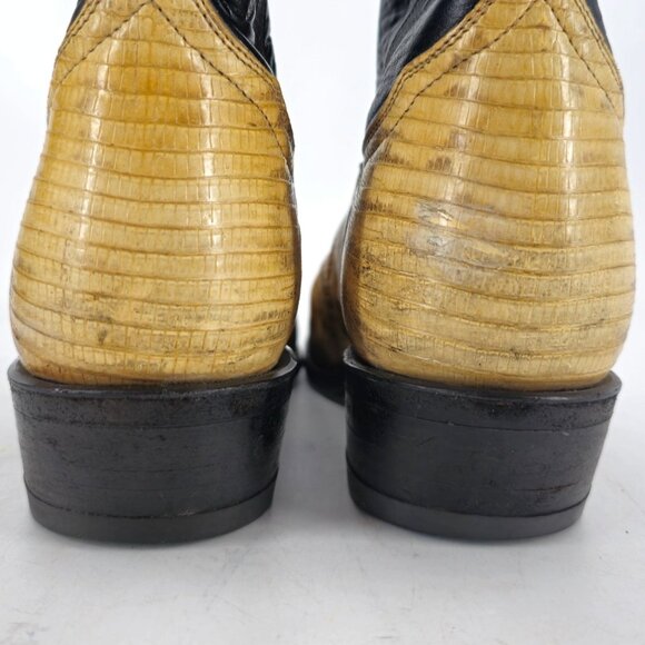 Vintage Tony Lama Exotic Natural Teju Lizard Cowboy Boots Mens 9.5D Gold Label - Picture 13 of 16